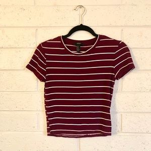 Women’s maroon/white striped crop top